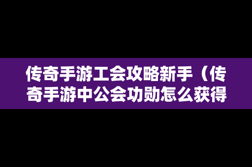 传奇手游工会攻略新手（传奇手游中公会功勋怎么获得）