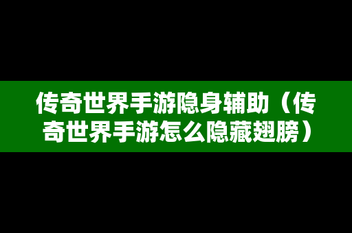 传奇世界手游隐身辅助（传奇世界手游怎么隐藏翅膀）