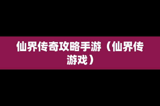 仙界传奇攻略手游（仙界传游戏）