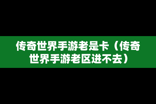 传奇世界手游老是卡（传奇世界手游老区进不去）