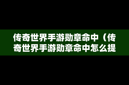传奇世界手游勋章命中（传奇世界手游勋章命中怎么提升）