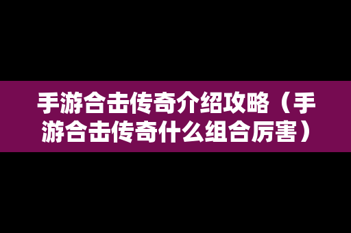 手游合击传奇介绍攻略（手游合击传奇什么组合厉害）