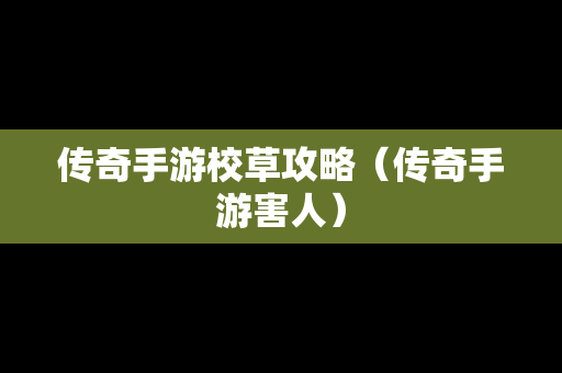 传奇手游校草攻略（传奇手游害人）