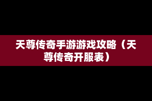 天尊传奇手游游戏攻略（天尊传奇开服表）
