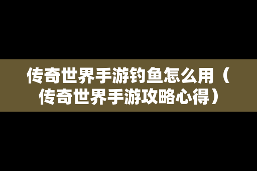 传奇世界手游钓鱼怎么用（传奇世界手游攻略心得）