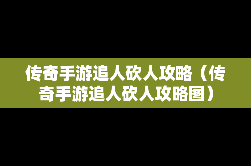 传奇手游追人砍人攻略（传奇手游追人砍人攻略图）