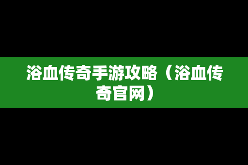 浴血传奇手游攻略（浴血传奇官网）