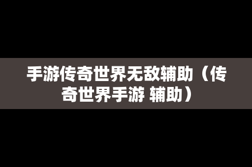手游传奇世界无敌辅助（传奇世界手游 辅助）