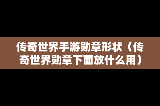 传奇世界手游勋章形状（传奇世界勋章下面放什么用）