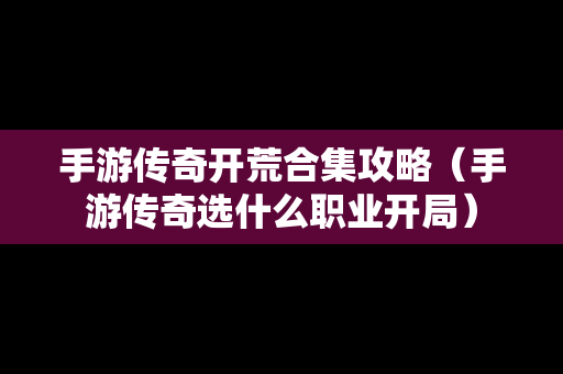 手游传奇开荒合集攻略（手游传奇选什么职业开局）