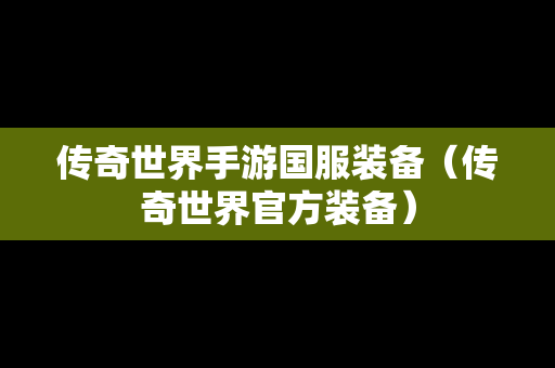 传奇世界手游国服装备（传奇世界官方装备）