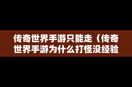 传奇世界手游只能走（传奇世界手游为什么打怪没经验了）