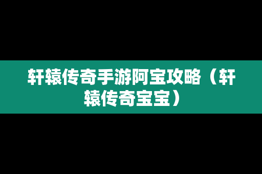 轩辕传奇手游阿宝攻略（轩辕传奇宝宝）