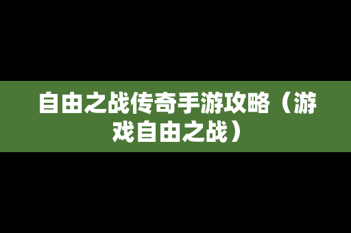 自由之战传奇手游攻略（游戏自由之战）