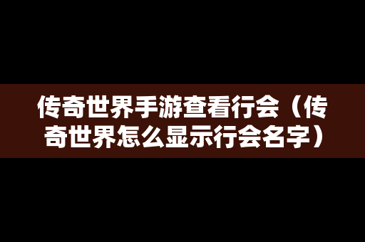 传奇世界手游查看行会（传奇世界怎么显示行会名字）
