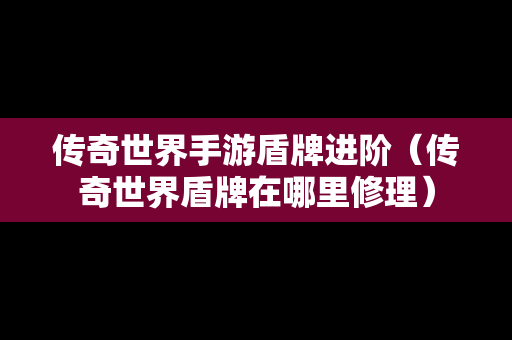 传奇世界手游盾牌进阶（传奇世界盾牌在哪里修理）