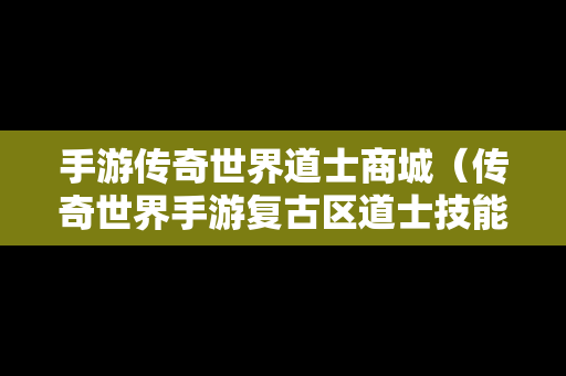 手游传奇世界道士商城（传奇世界手游复古区道士技能选择）