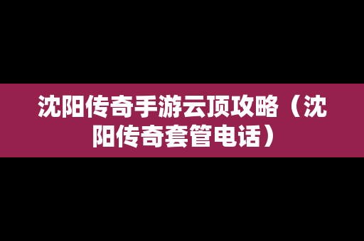 沈阳传奇手游云顶攻略（沈阳传奇套管电话）