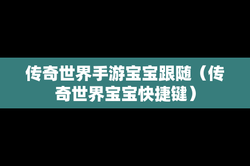 传奇世界手游宝宝跟随（传奇世界宝宝快捷键）