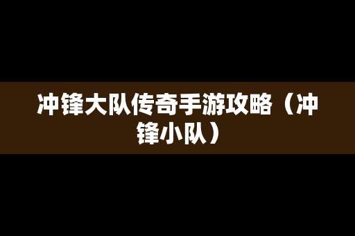 冲锋大队传奇手游攻略（冲锋小队）