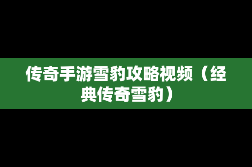 传奇手游雪豹攻略视频（经典传奇雪豹）