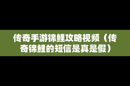 传奇手游锦鲤攻略视频（传奇锦鲤的短信是真是假）