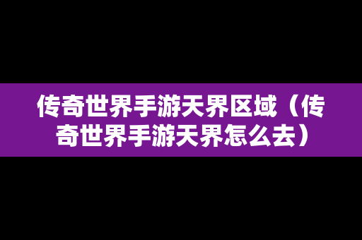 传奇世界手游天界区域（传奇世界手游天界怎么去）